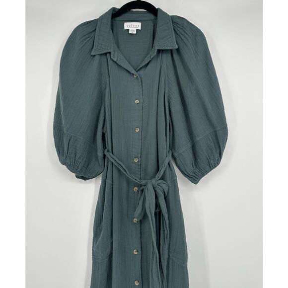 Velvet by Graham & Spencer Breana cotton gauze button-front midi dress - Picture 5 of 11
